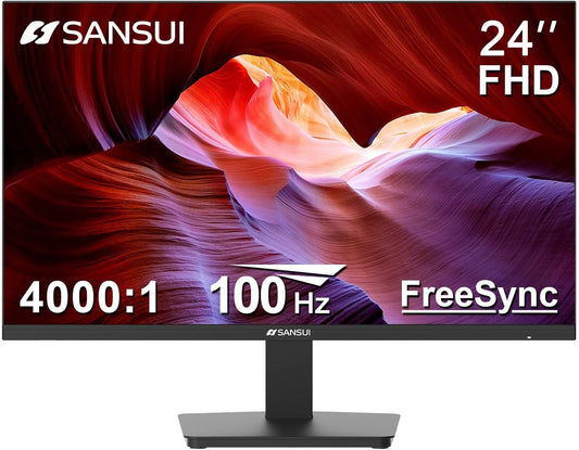 SANSUI 24 Inch FHD 100Hz Monitor with HDMI and VGA Ports