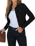 Cropped Jean Jacket for Women - Lightweight Fitted Stretchy Shacket 2