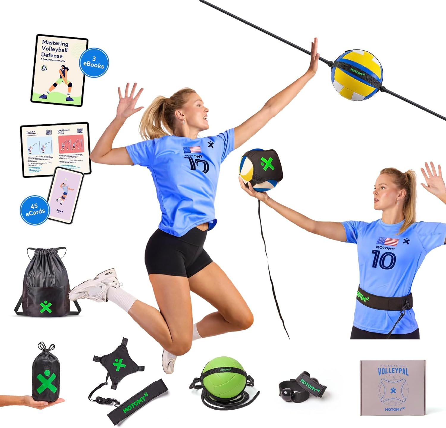 MOTOMY Volleyball Training Equipment Aid for Solo Rebounder