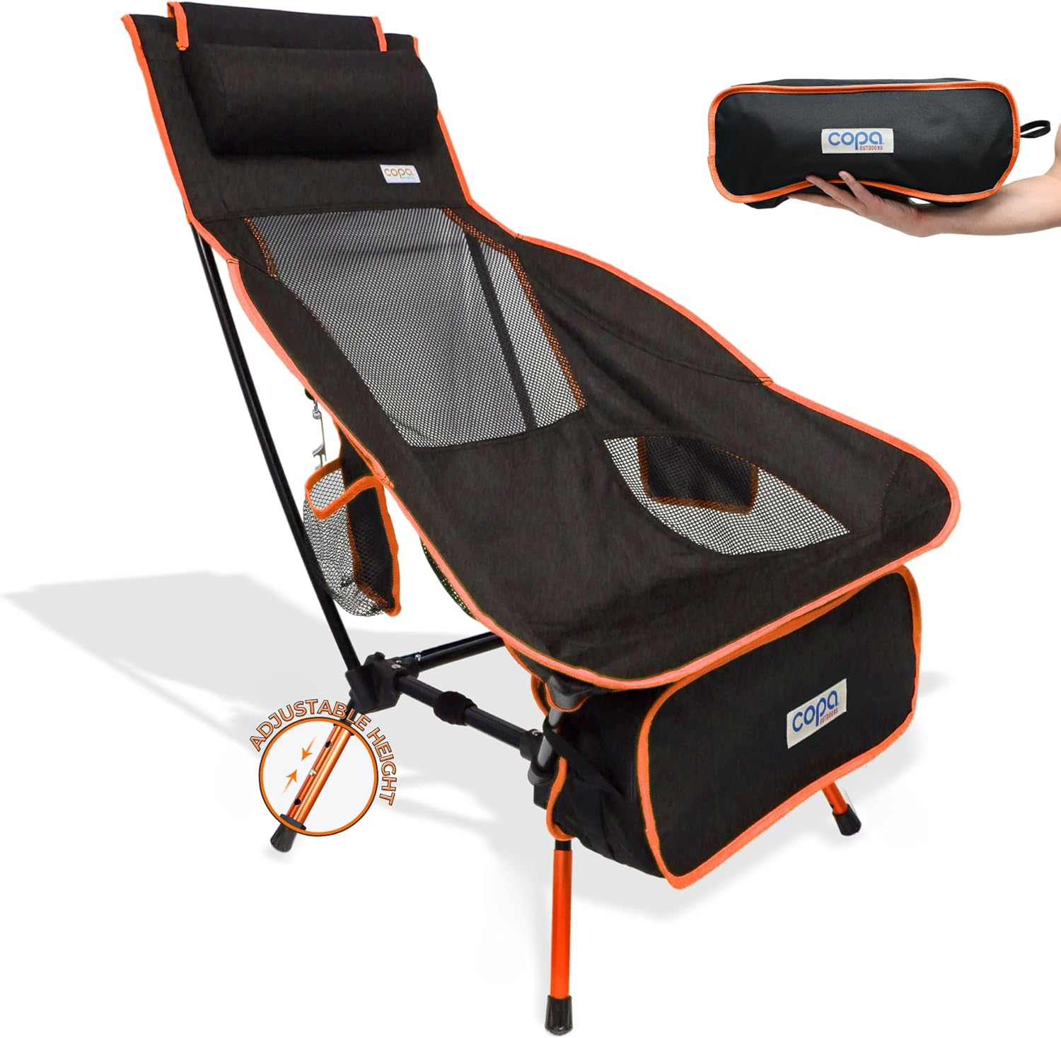 Ultra-Light Adjustable Camping Chair - Orange