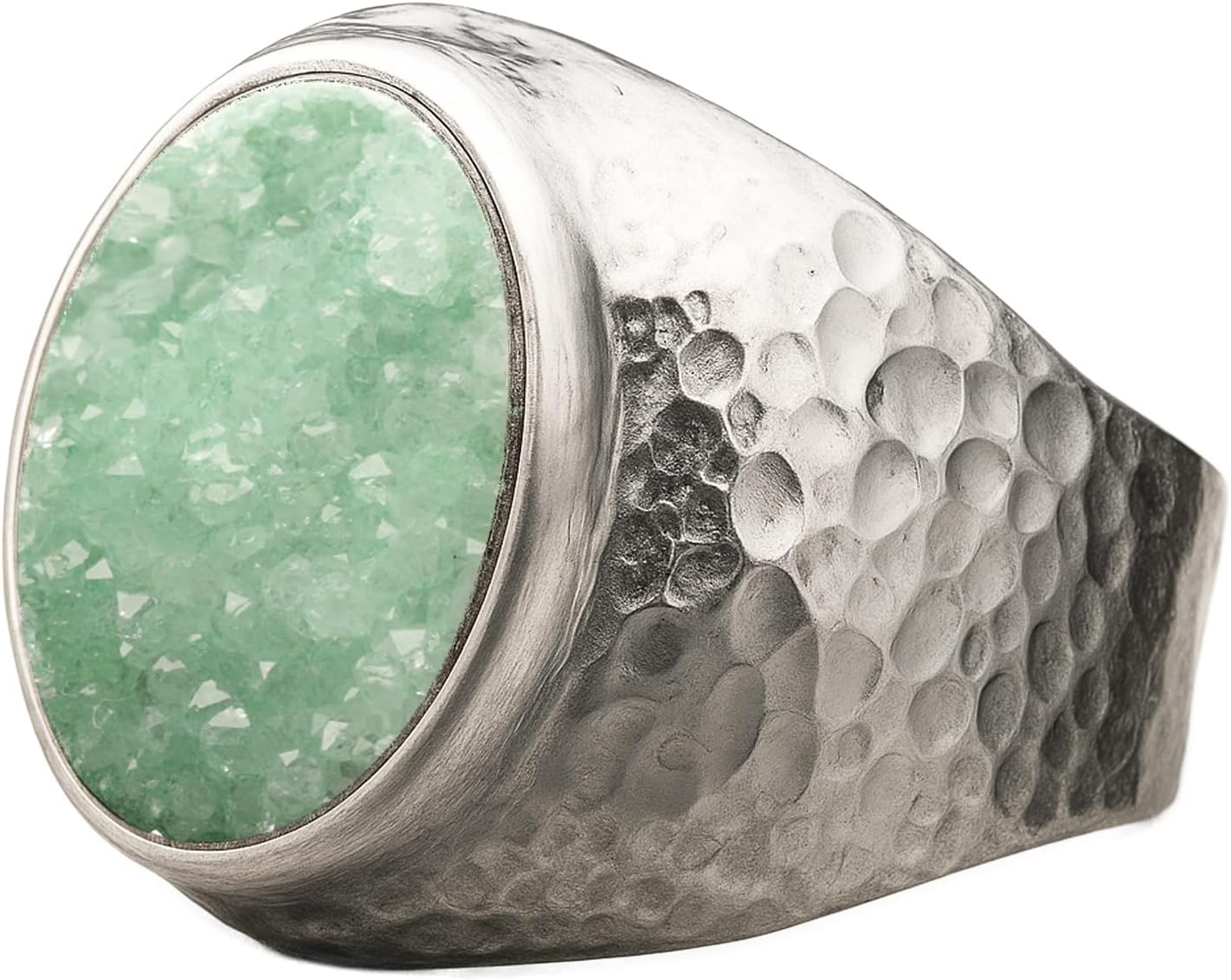 Natural Aventurine Crystal Ring for Men in Sterling Silver