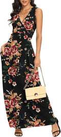 LILBETTER Women Sleeveless Deep V Neck Loose Maxi Dress - Flattering