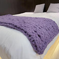 Chunky Knit Blanket Throw 48 in x 71 in Purple - Soft Chenille Cozy
