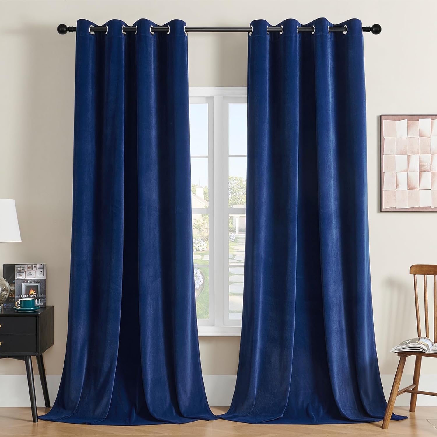 Joydeco Royal Blue Velvet Curtains for Luxurious Home Decor