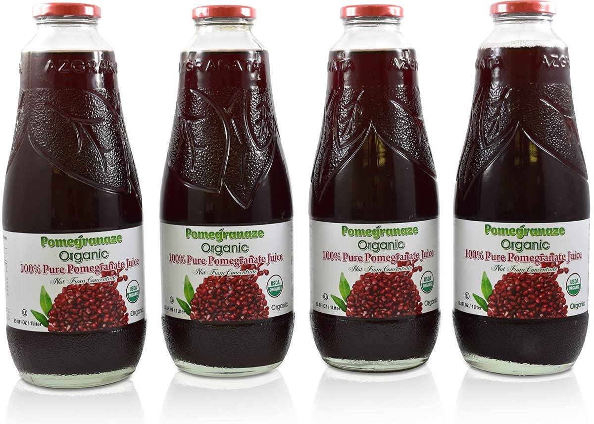100% Organic Pomegranate Juice in Glass Bottle - 4 Pack