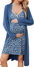 Maternity Nursing Gown and Robe Set - Soft, Stretchy Nursing Nightgown