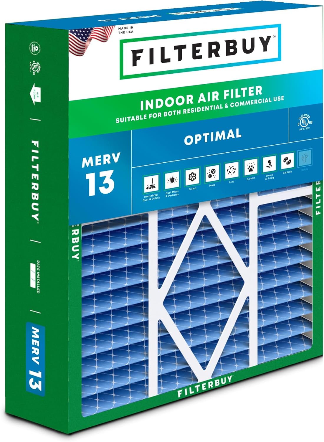 Filterbuy 20x25x5 Air Filter MERV 13 for Optimal Smoke Defense