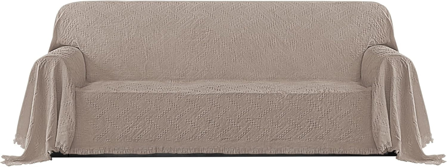 PureFit Geometric Jacquard Throw Sofa Cover for 3 Cushion Couch