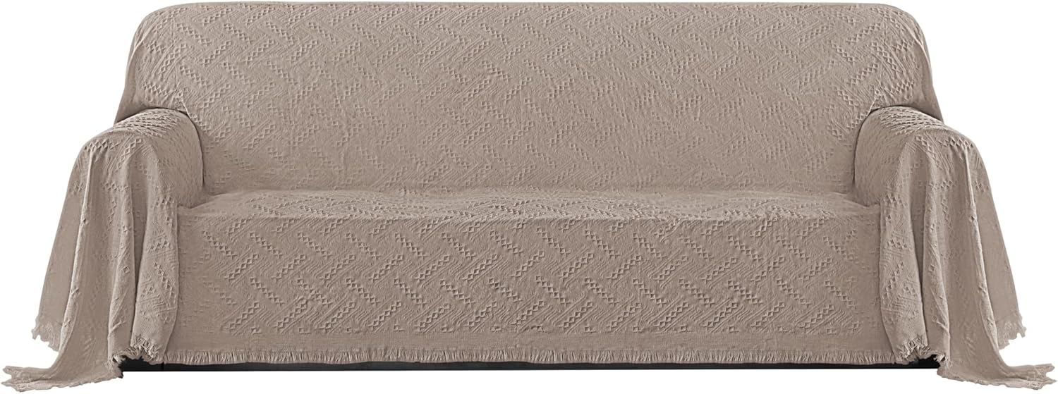 PureFit Geometric Jacquard Throw Sofa Cover for 3 Cushion Couch