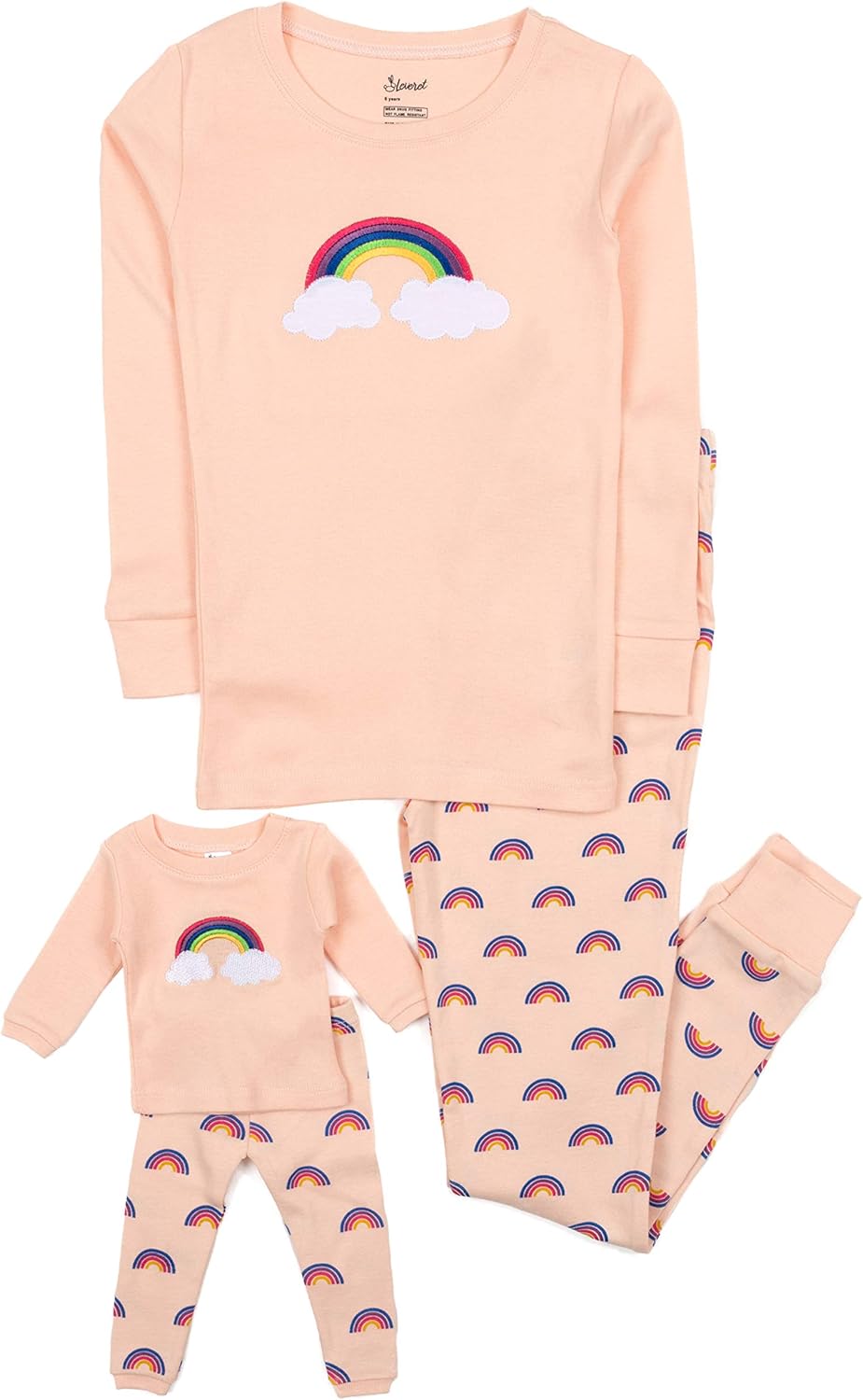 Leveret Kids Pajamas Set for Girls and Dolls - 100% Cotton Pjs