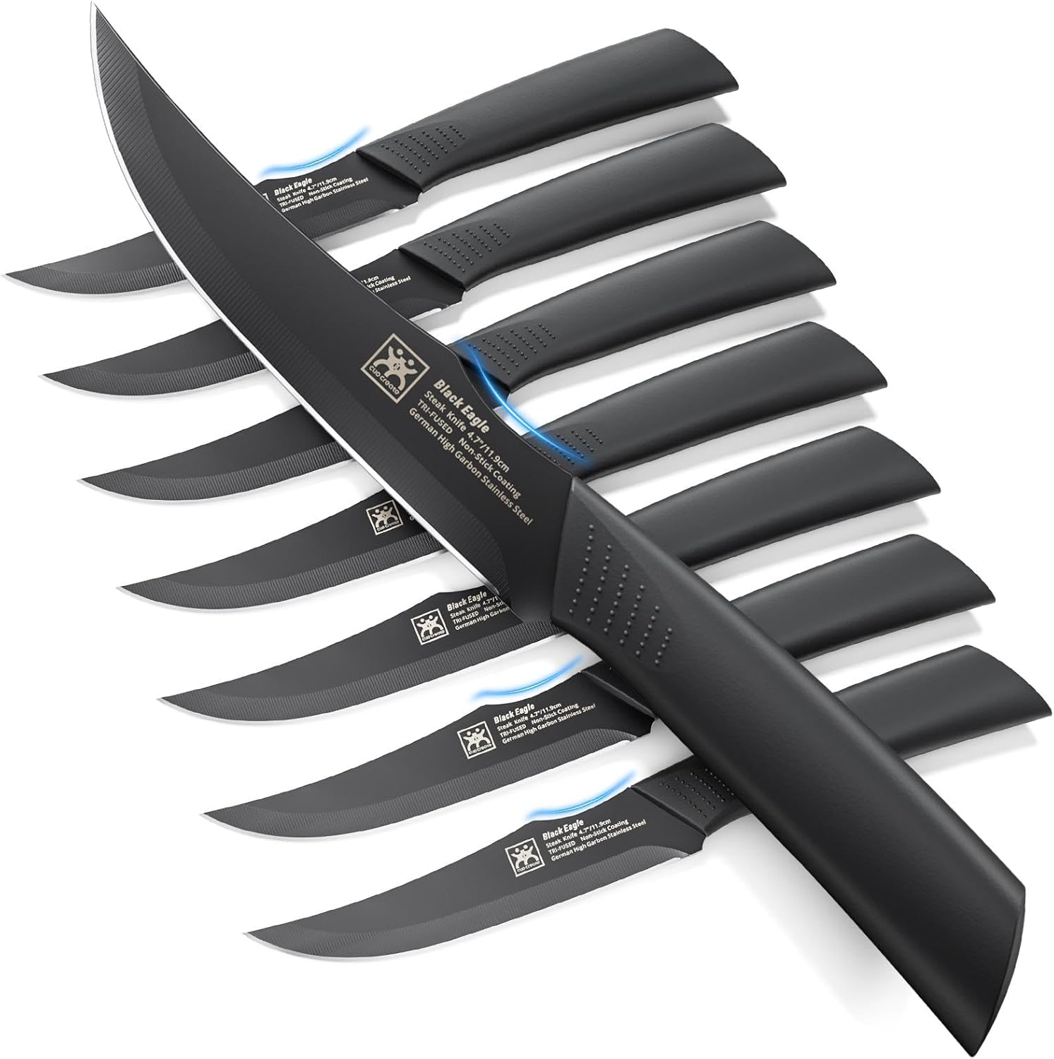 CuoCreate Non-Serrated Steak Knives Set of 8 for Perfect Cutting