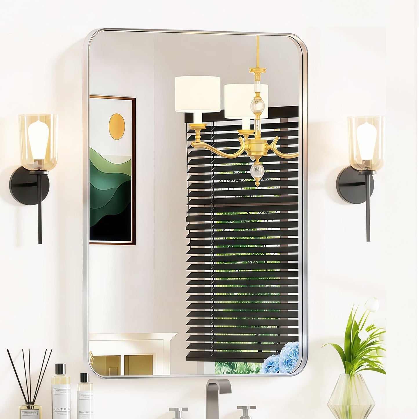 2436 Silver Bathroom Vanity Mirror for Over Sink - Stylish Design