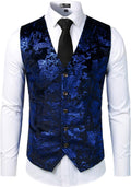 ZEROYAA Mens Hipster Metallic Paisley Suit Vest - Bold, Soft Finish