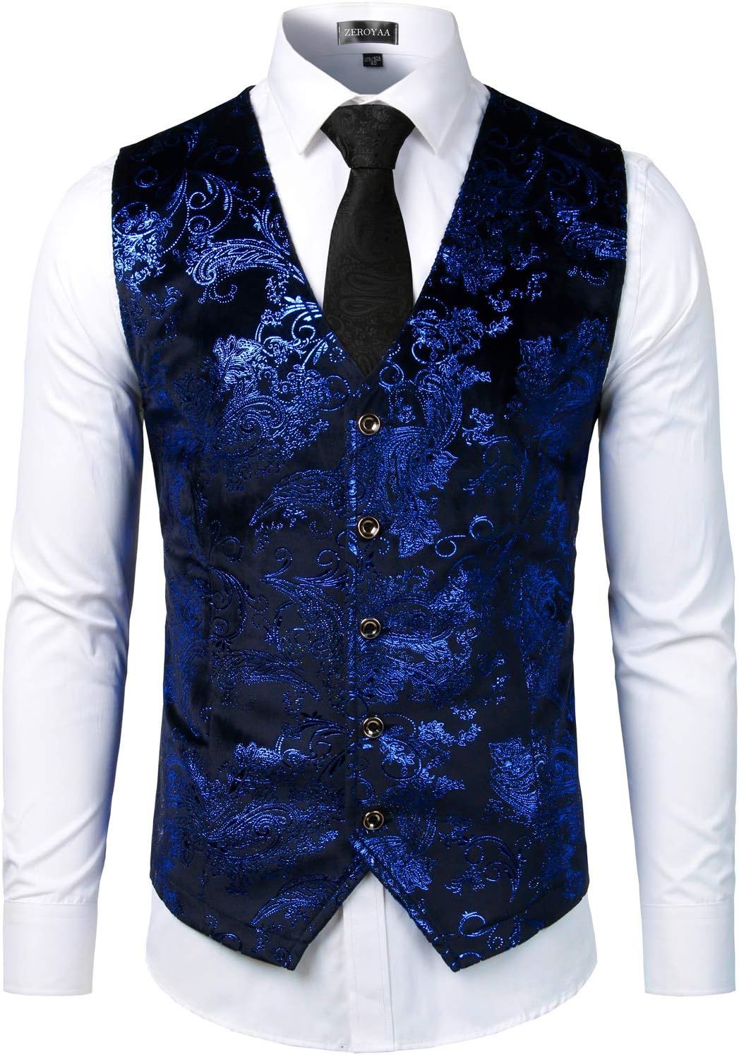 ZEROYAA Mens Hipster Metallic Paisley Printed Suit Vest Review