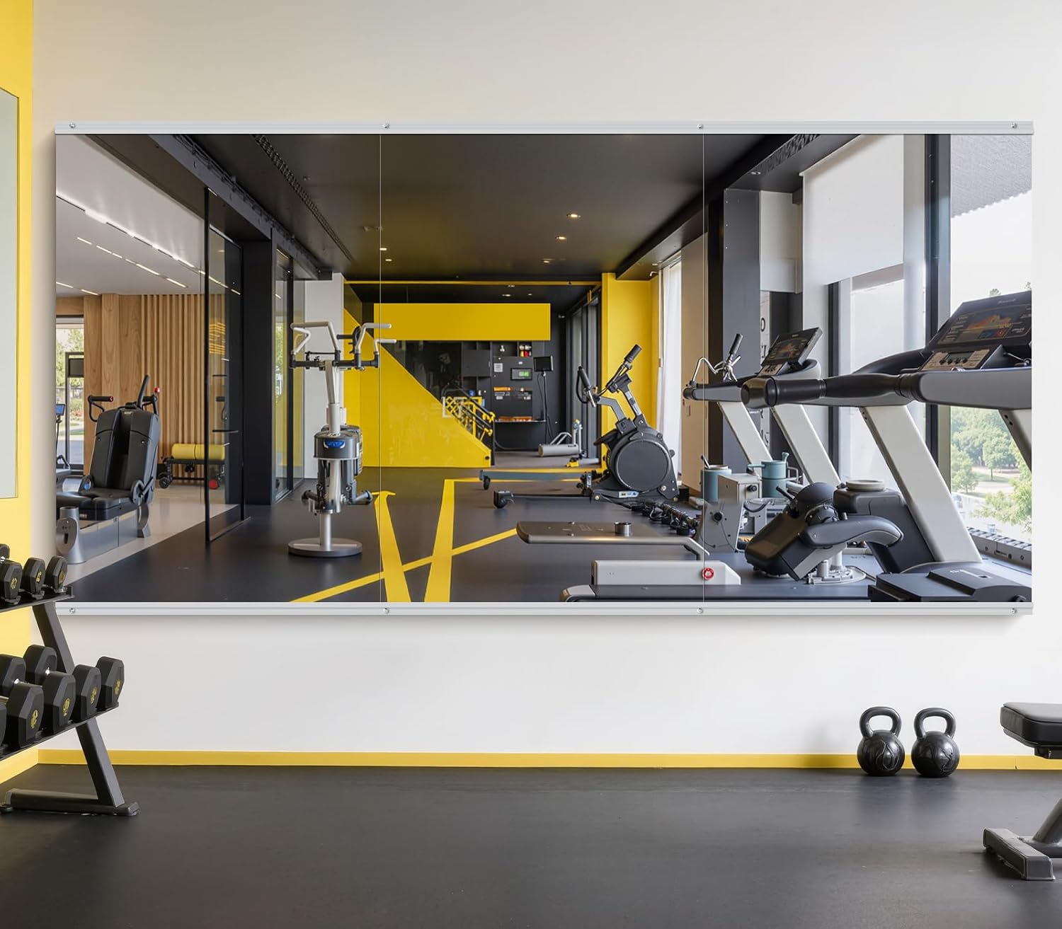 Home Gym Mirror - 60x40 Inch Frameless Tempered Glass Design