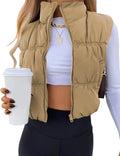 Athlisan Womens Cropped Puffer Vest - Lightweight Warm Layer