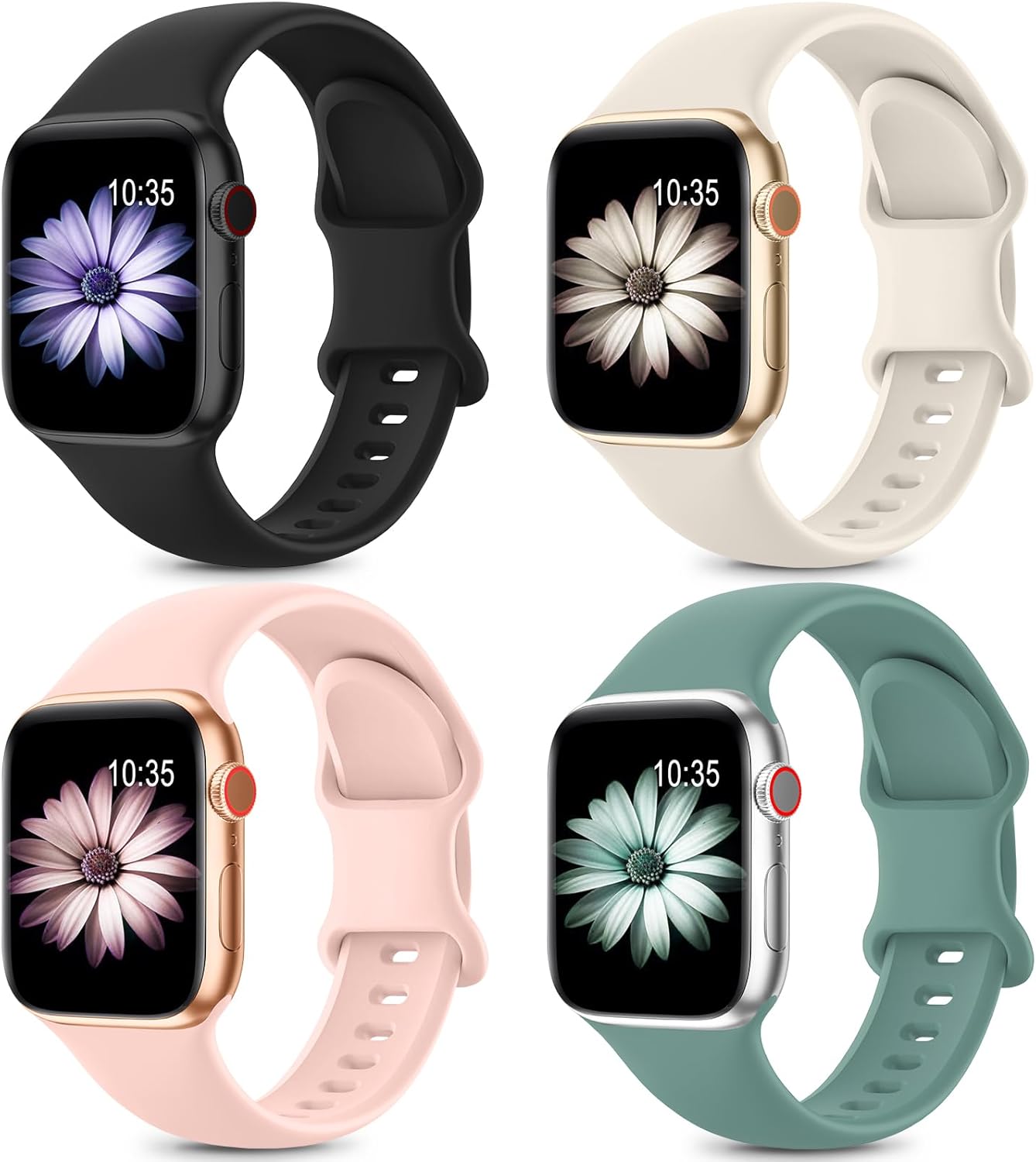 ZALAVER Sport Bands - Waterproof Silicone for Apple Watch, 4 Pack