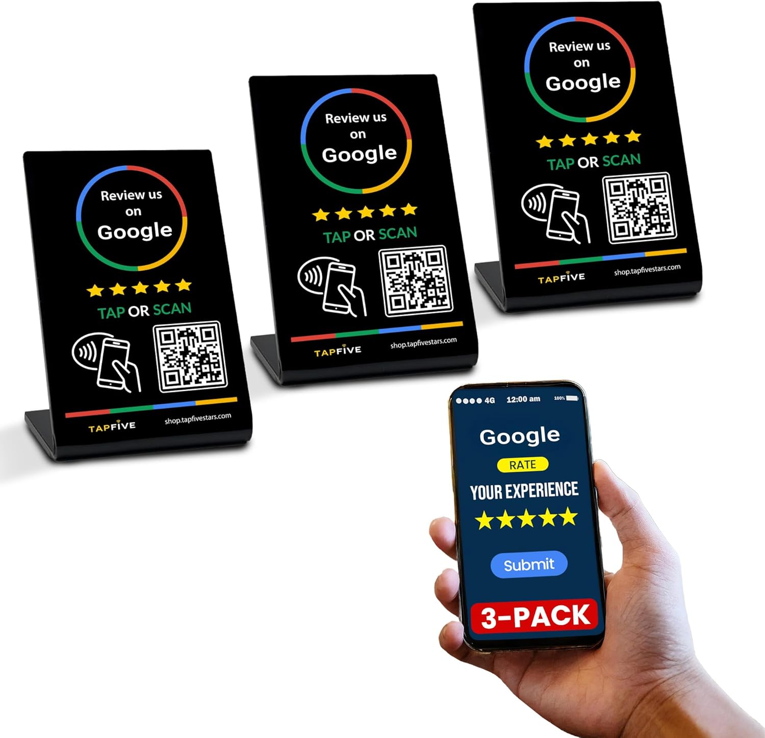 Google Review Stand 3-Pack - Boost Business Reviews Instantly