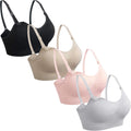 Nursing Bra 4-Pack Seamless Wirefree Maternity Bralettes - Comfortable