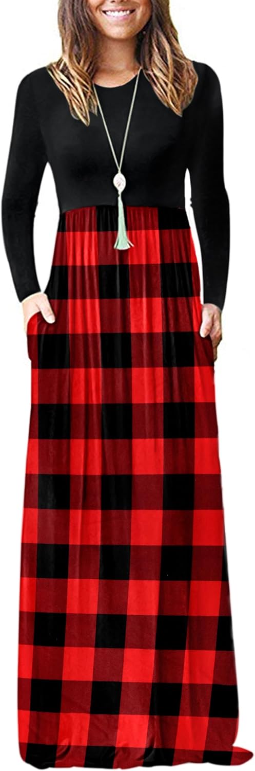 AUSELILY Women's Long Sleeve Maxi Dress with Pockets for All Occasions