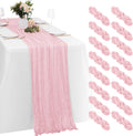 Light Pink Cheesecloth Table Runners 20x120 in 16 Pack - Soft Rustic