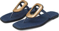 Flip-Flops for Women Thong Sandals Flat Black Slip on Slides - Dressy