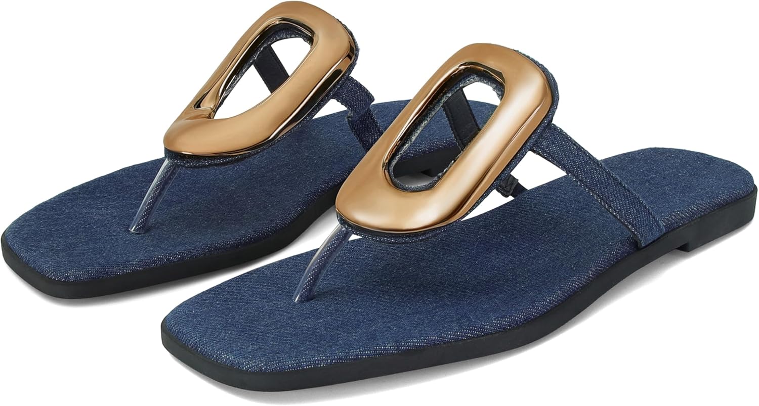 Stylish Flip-Flops for Women with Bold Metal Hardware Design