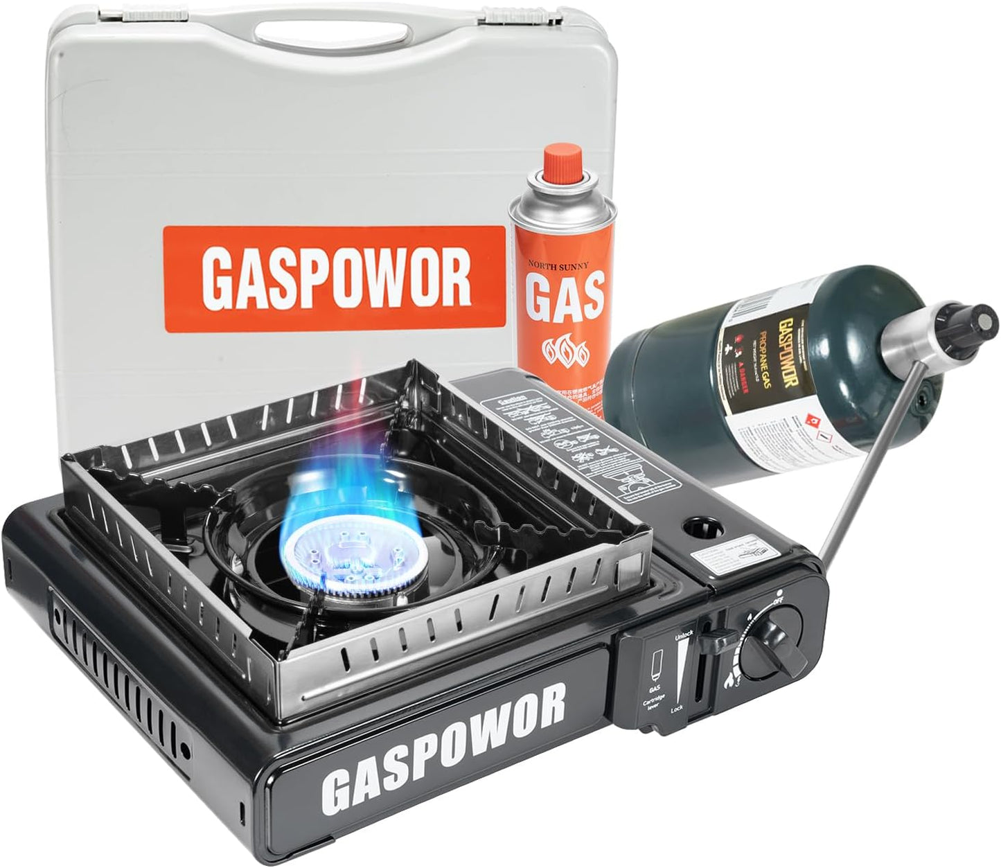 Portable Dual Fuel Camp Stove - 10,000 BTU, Auto Ignition