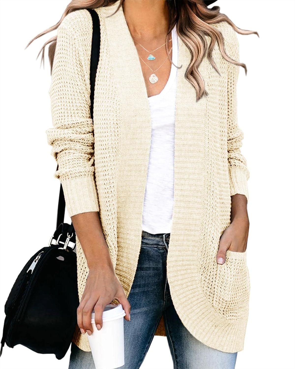 Saodimallsu Womens Loose Open Front Cardigan for Casual Style