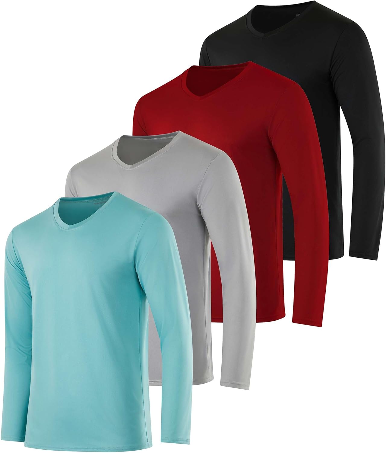 Men's Dry Fit Long Sleeve V-Neck T-Shirts for Outdoor Activities