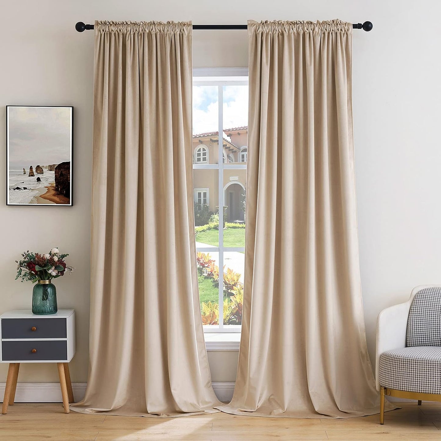 MIULEE Velvet Curtains for Bedroom and Living Room - 84 in Long