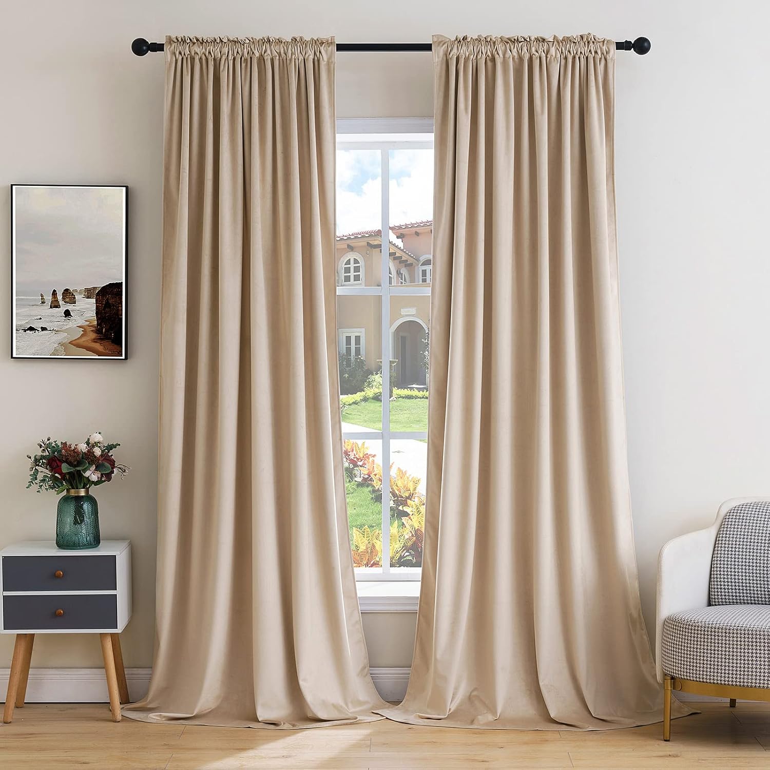 MIULEE Velvet Curtains for Bedroom and Living Room - 84 in Long