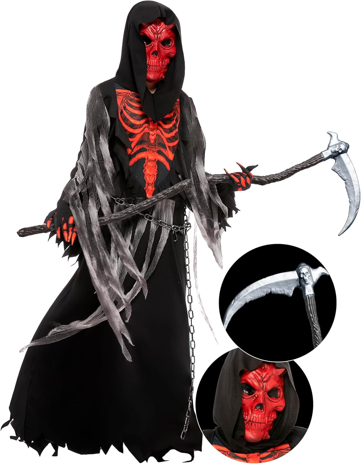 Spooktacular Creations Red Skull Reaper Costume for Kids Halloween