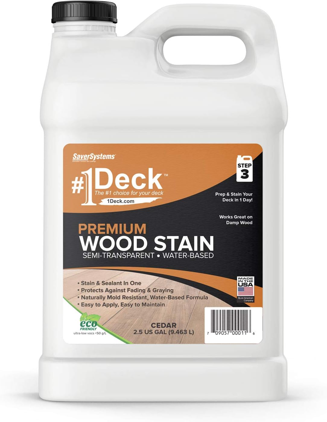 Premium Semi-Transparent Outdoor Wood Stain and Sealer 2.5 Gallon