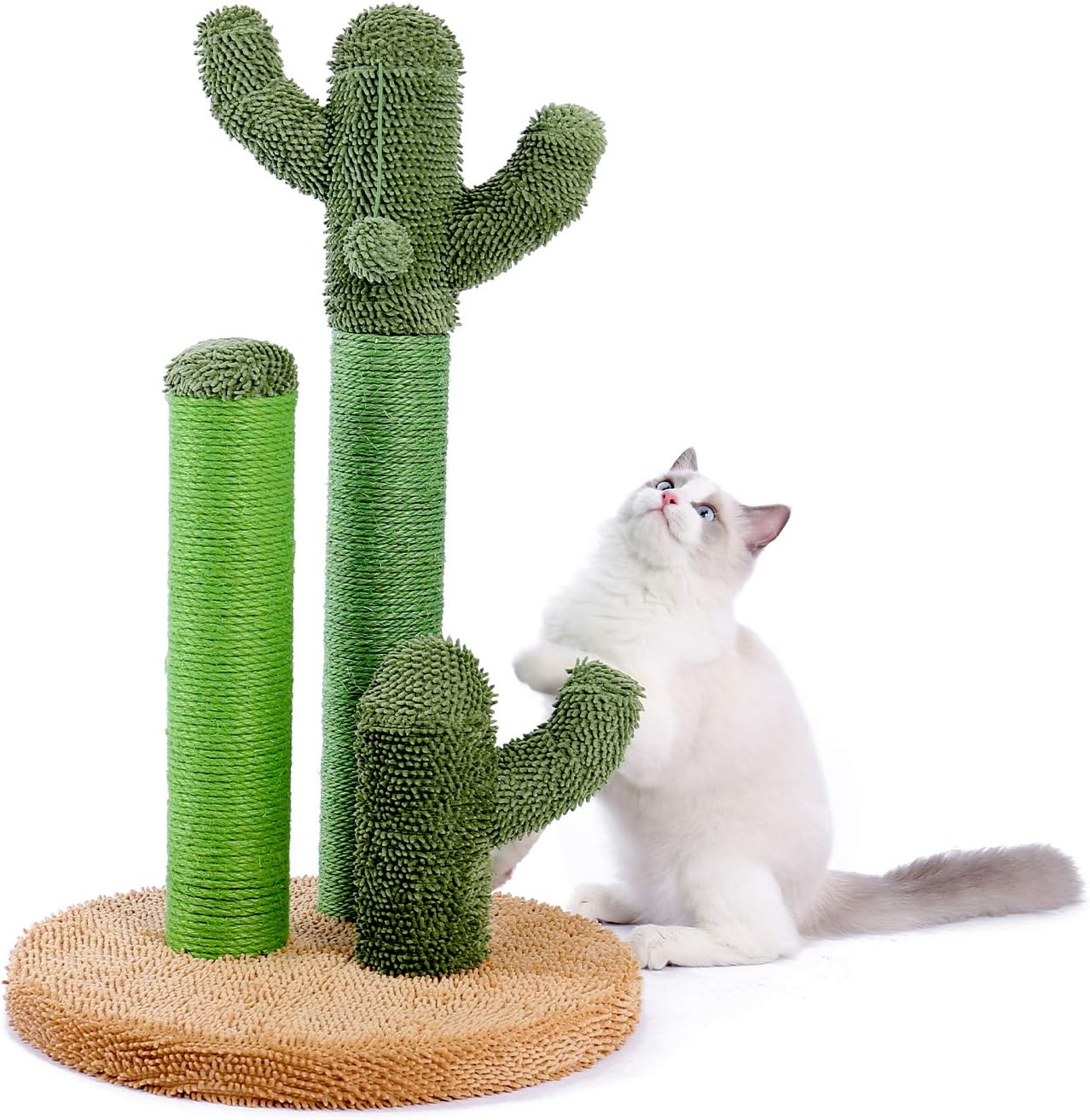 Cactus Cat Scratching Post with 3 Poles and Dangling Ball Fun