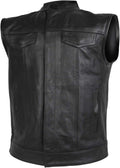 Vance Leather Zipper and Snap Closure Motorcycle Club Vest - Durable