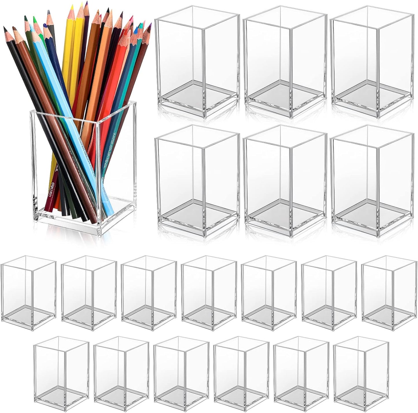 Acrylic Pencil Holder Set of 20 for Desk Organization and Storage