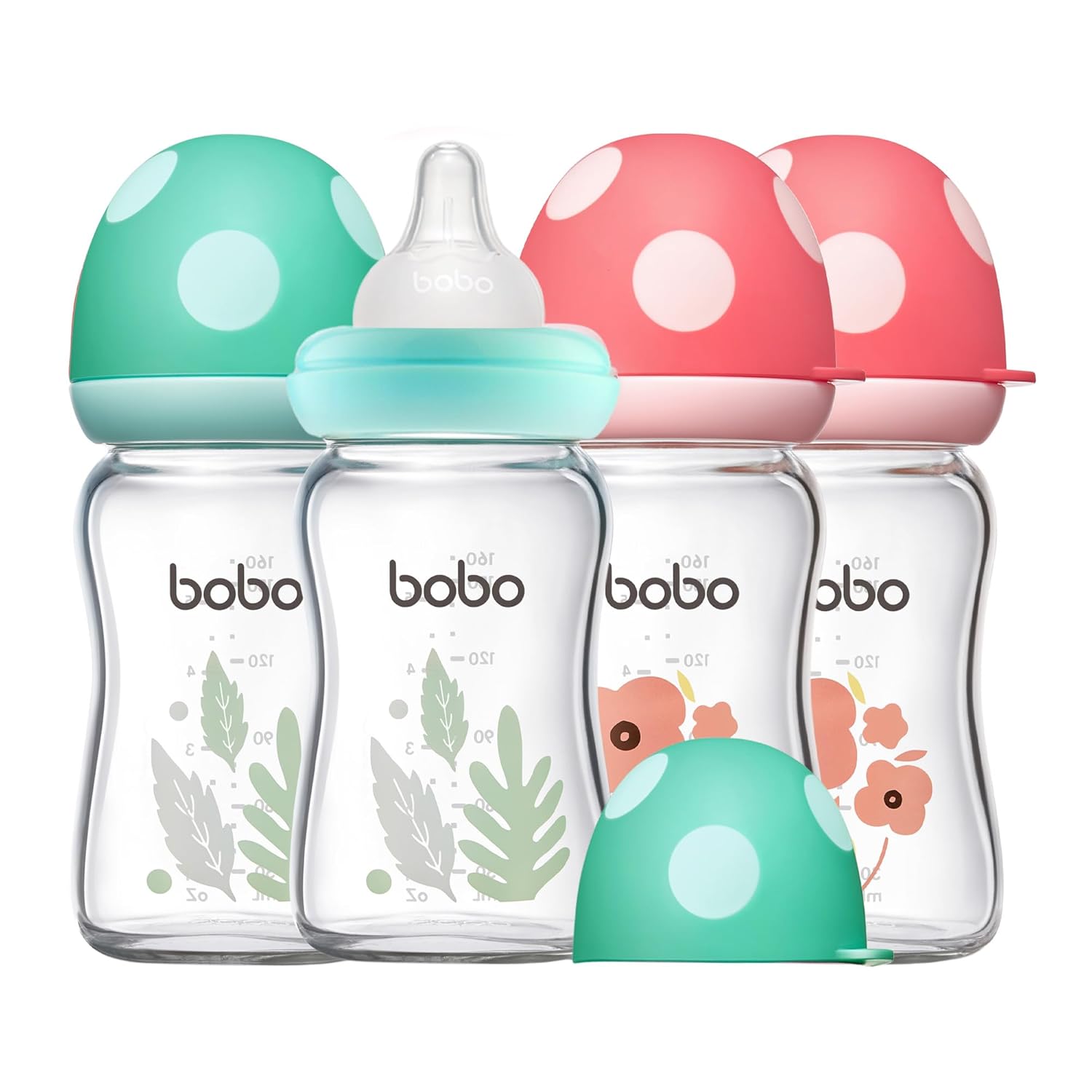 YOHKOH Natural Glass Baby Bottles - Anti-Colic & Wide Neck Set