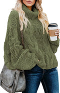 Dokotoo Womens Turtleneck Cable Knit Oversized Sweater
