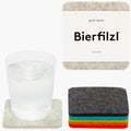 Bierfilzl Merino Wool Square Coasters Set of 6 - Absorbent, Heat