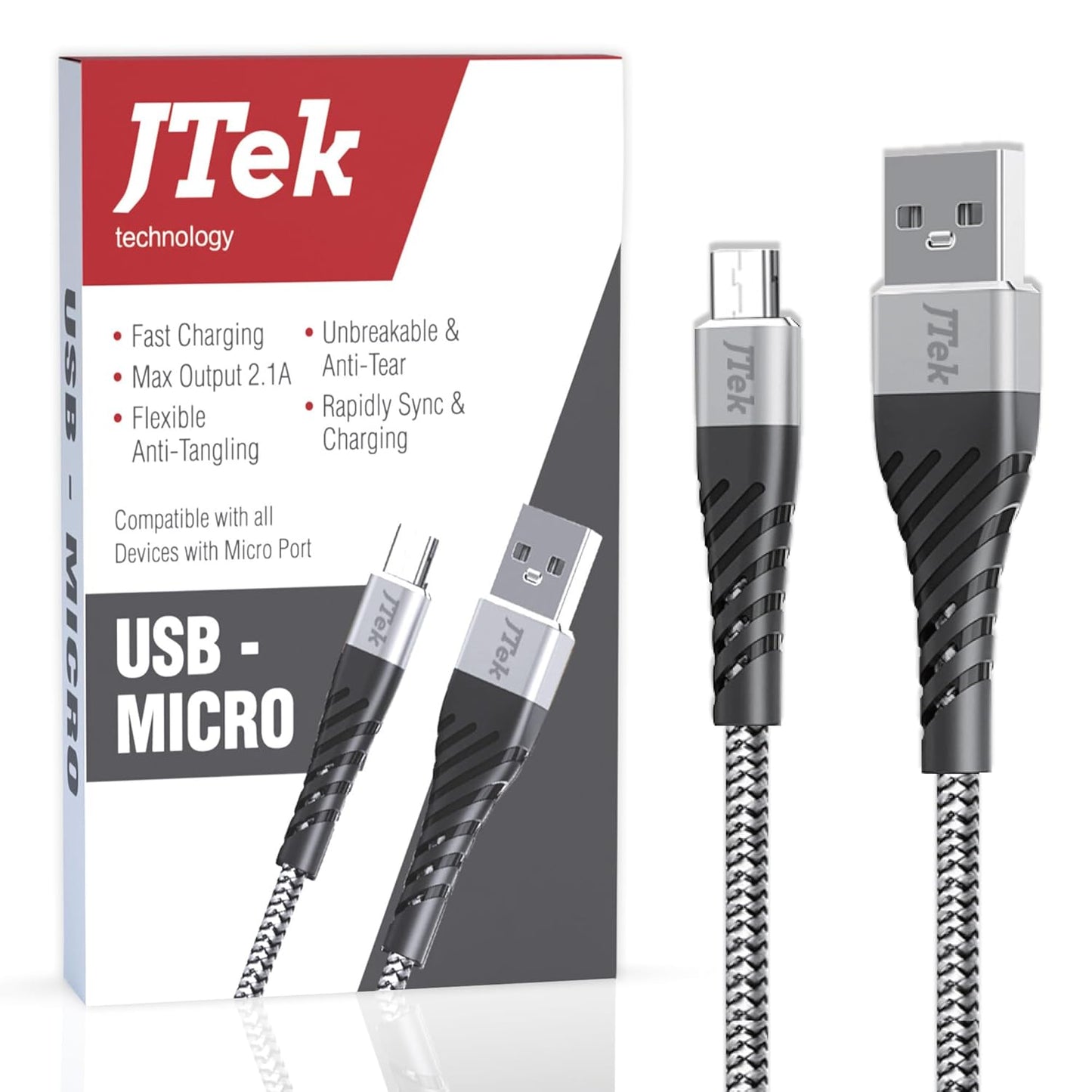 Jtek Micro USB Cable - Fast Charge & Unbreakable
