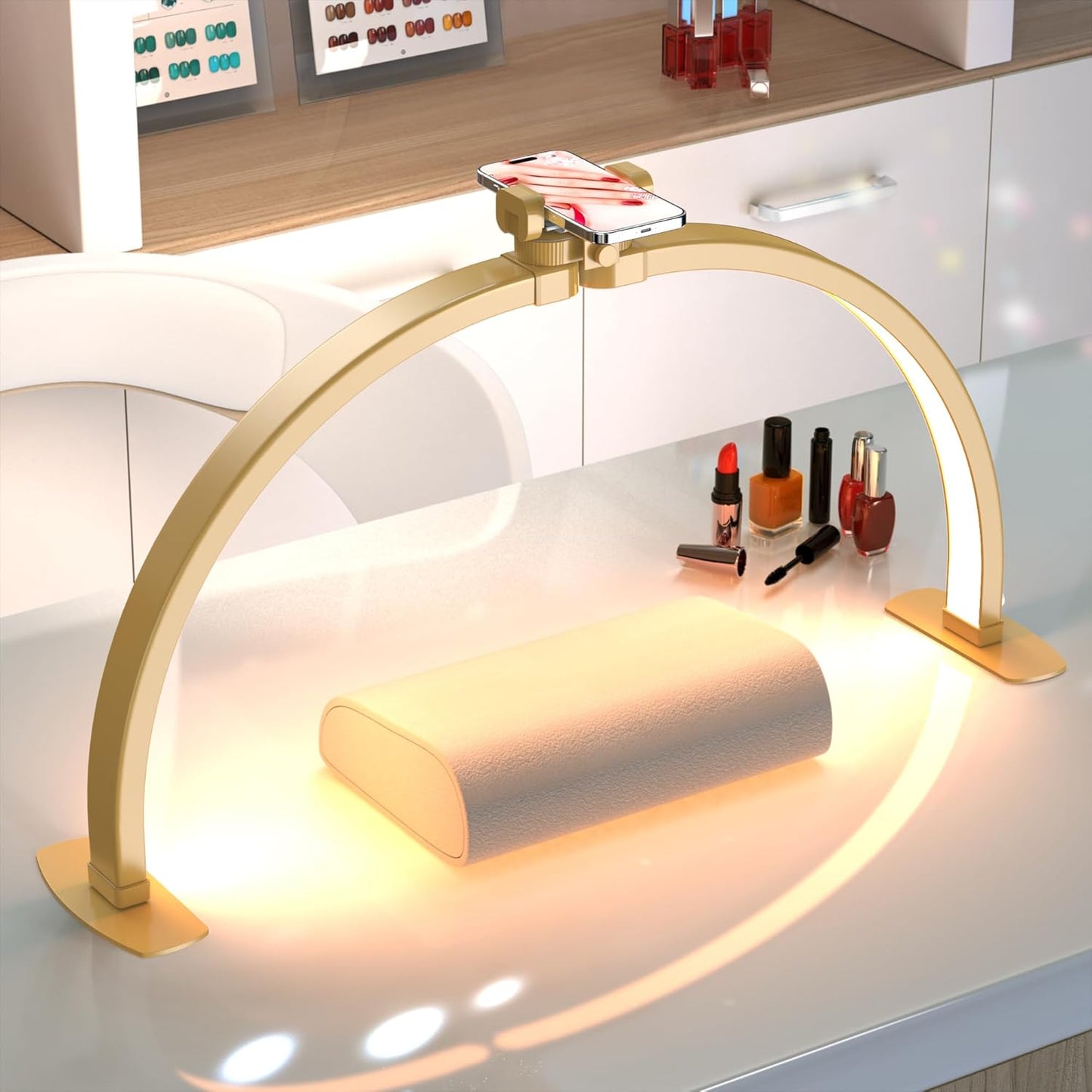 Professional Large Half Moon Light for Nail Desk with Holder