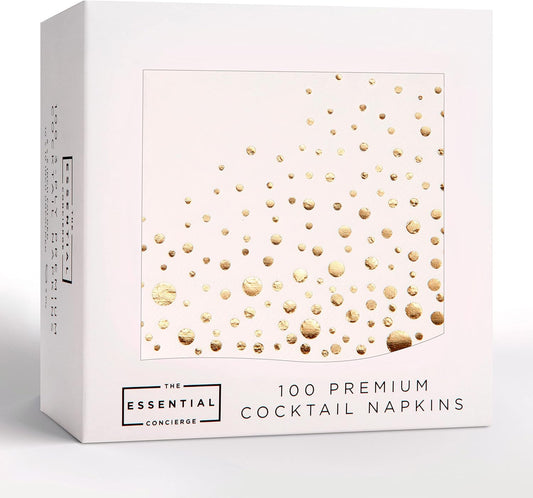 100 Gold Holiday Cocktail Napkins: Elegant & Disposable