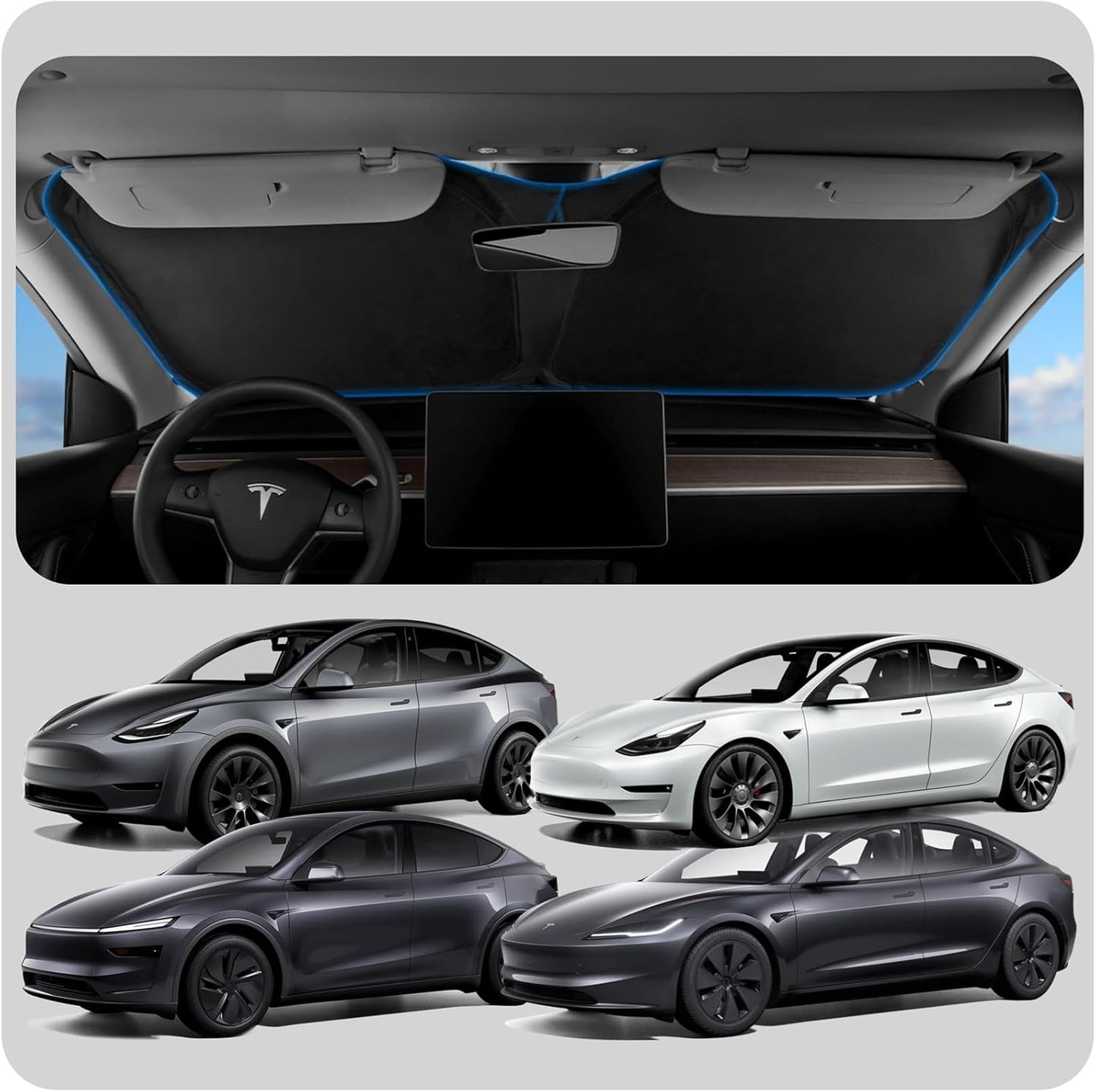 Spigen Front Windshield Sunshade for Tesla Model Y and 3 2025