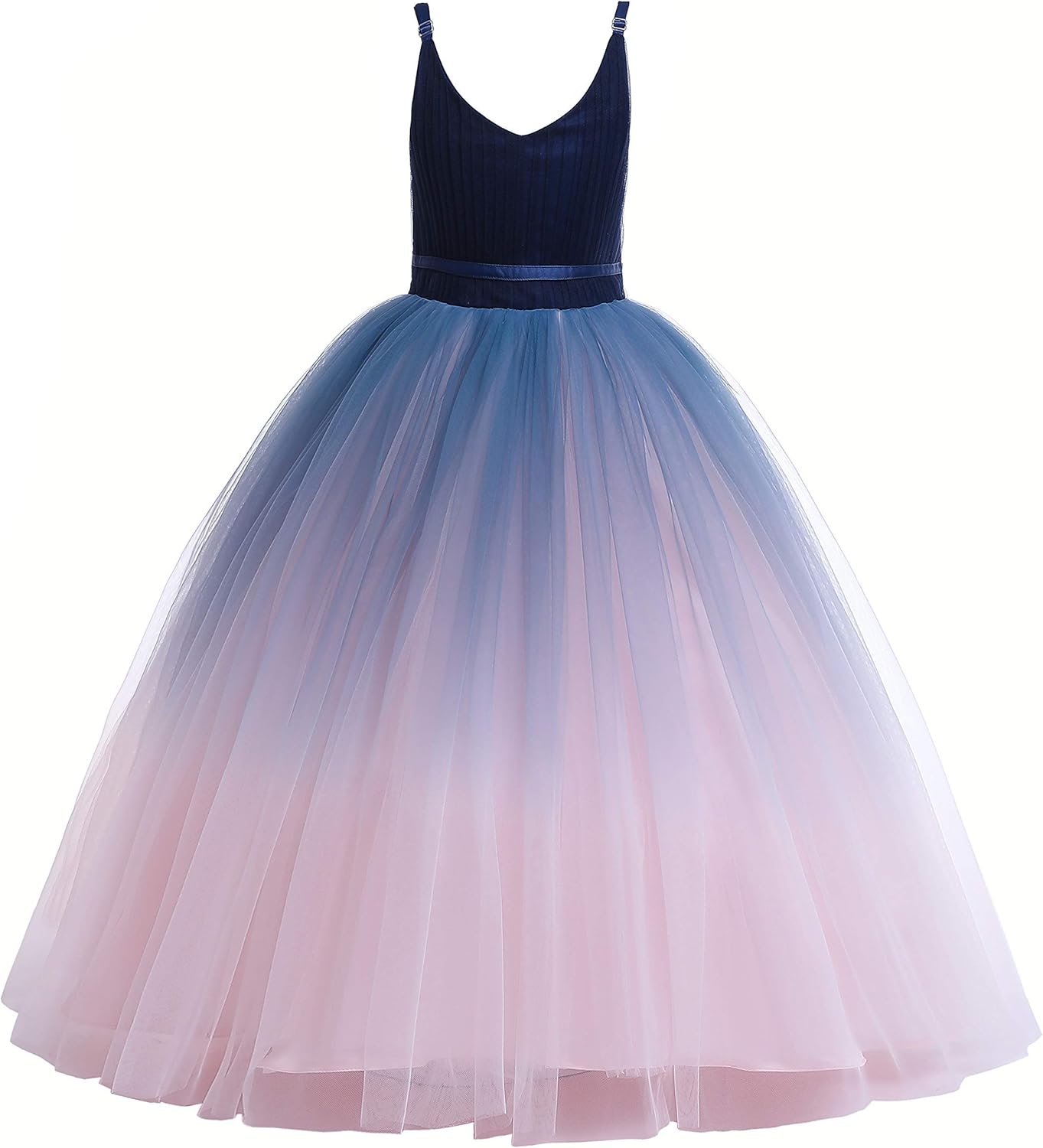 Glamulice Flower Girls Spaghetti Strap Tulle Dress for Parties