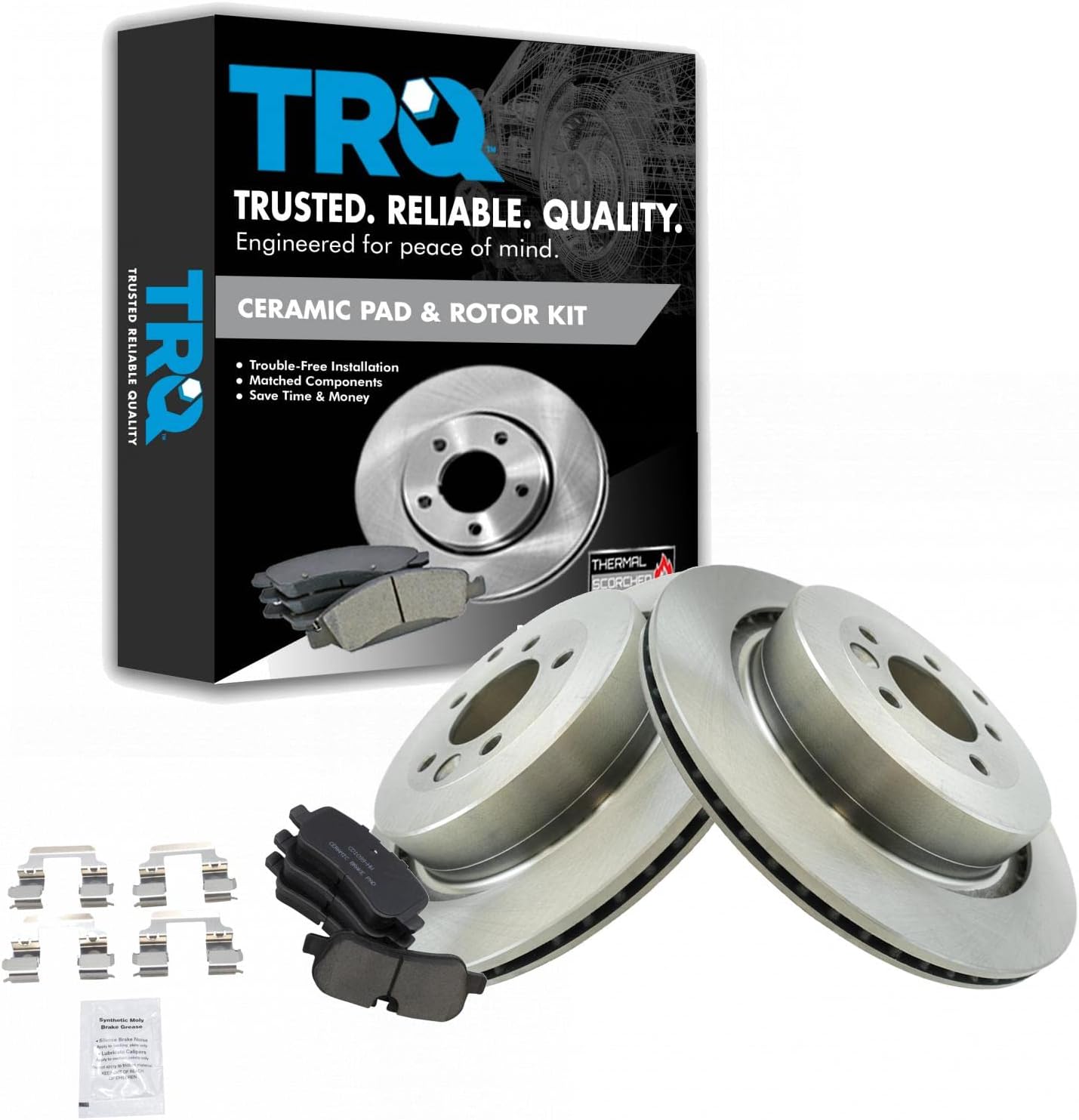 TRQ Rear Brake Pad & Rotor Kit for Land Rover LR3 LR4 Sport