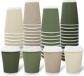 Whaline 100Pcs Nude Sage Green 12oz Disposable Coffee Cups with Lids