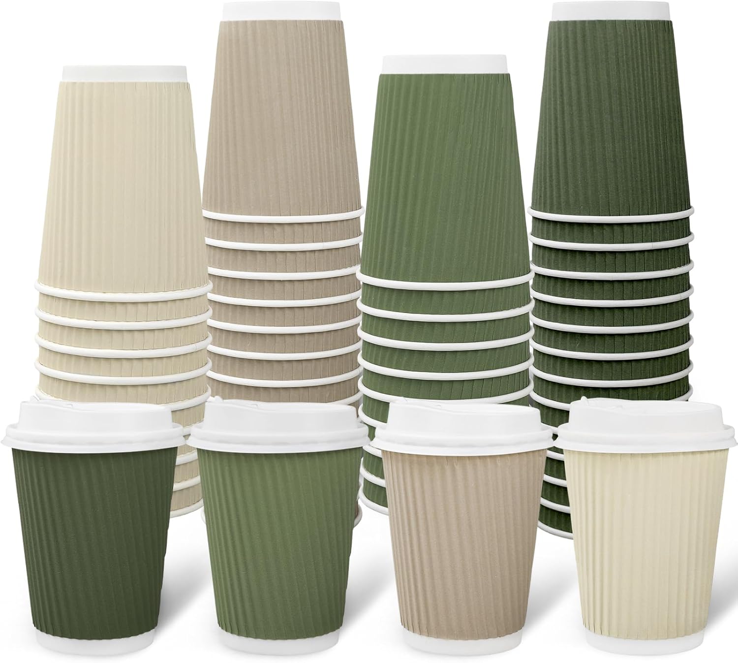 Whaline 100Pcs Disposable Coffee Cups with Lids for Parties