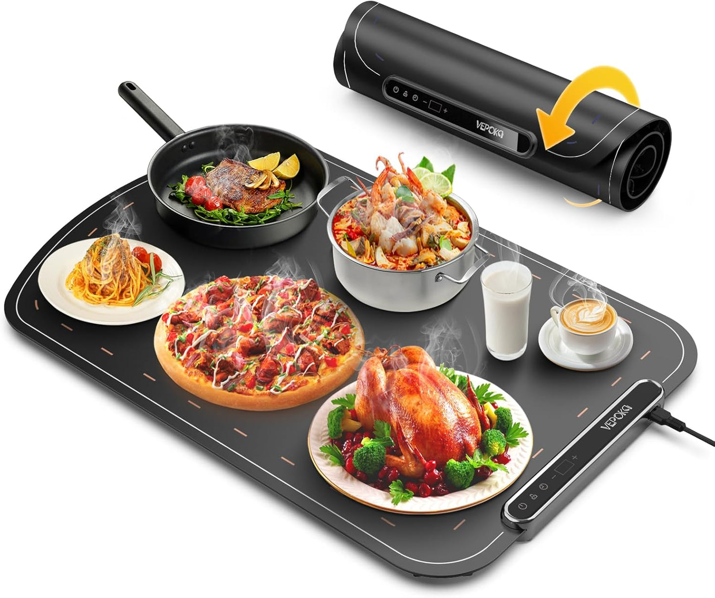 Warming Mat for Food - VEPOKA Electric Warming Tray with 7 Temp Levels