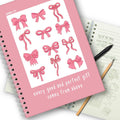 Trendy Pink Bow Spiral Notebook - Portable A5 Journaling
